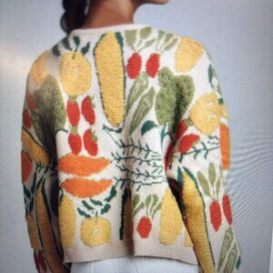 Anthropologie Maeve Veggie-Embellished Cardigan Sweater